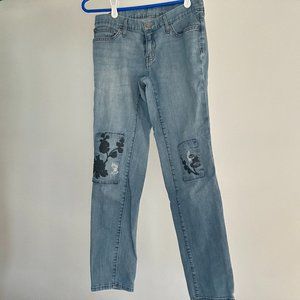 Eddie Bauer Slim Boyfriend Embroidered Patch Knee Jeans